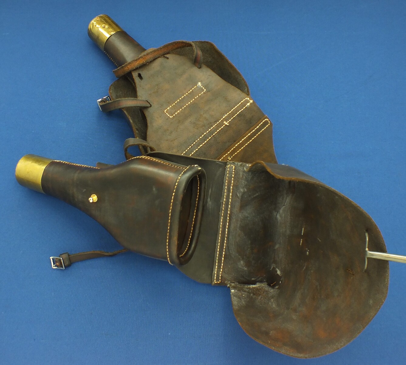 Well handmade reproduction of a pair of  Napoleonic French Officers Saddle Holsters. Price 250 euro.